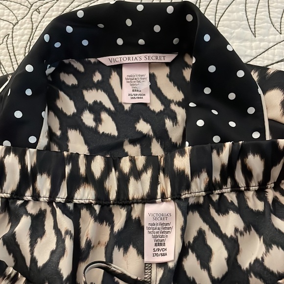 Leopard Print Pajama Set with Polka Dot Trim - Picture 2 of 3